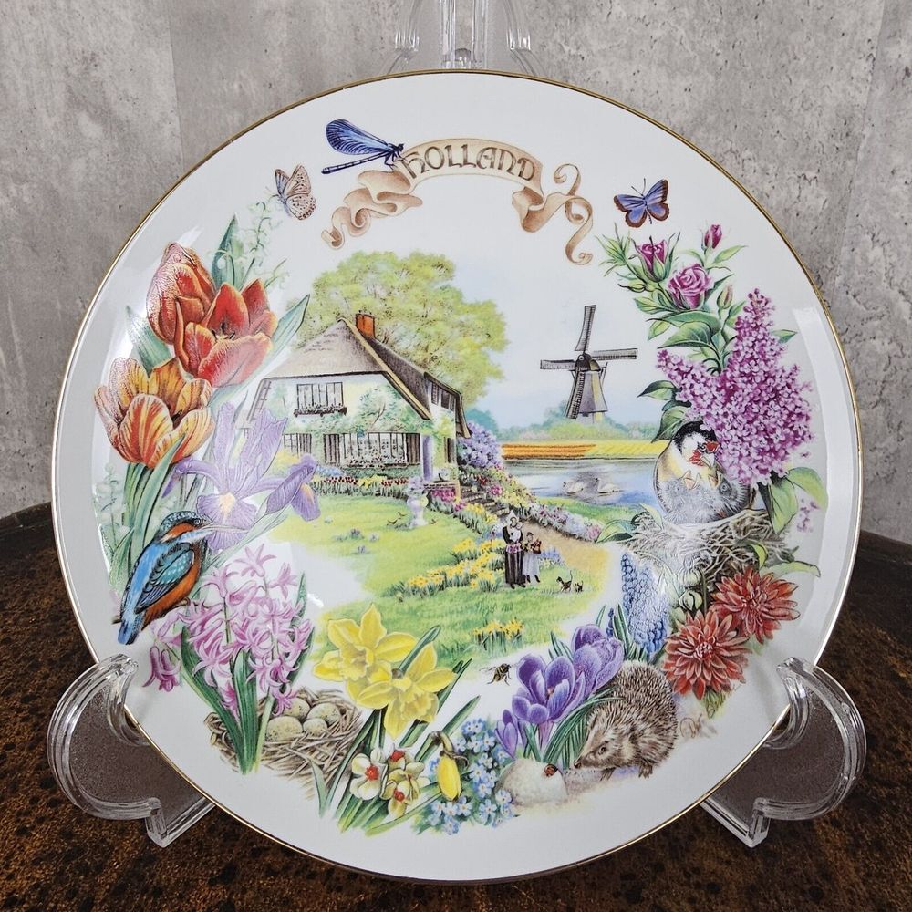 VTG RECO Gardens of Beauty Plate HOLLAND Dutch Country Garden by Dot Barlowe